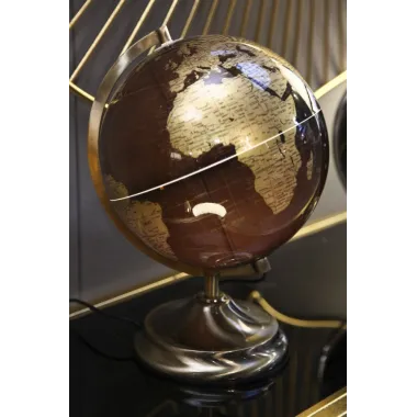 GLOBUS BRĄZOWY Z OŚWIETLENIEM 25X38 cm